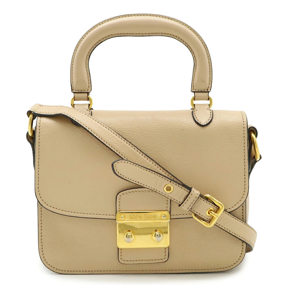 Miu Miu Madras 2way Shoulder Bag Leather CIPRIA Pink Beige Cream